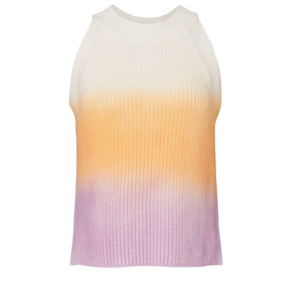 525 AMERICA Cotton Rib Knit Ombre Pastel Stripe Halter Neck Sweater Tank Top M - Picture 7 of 8